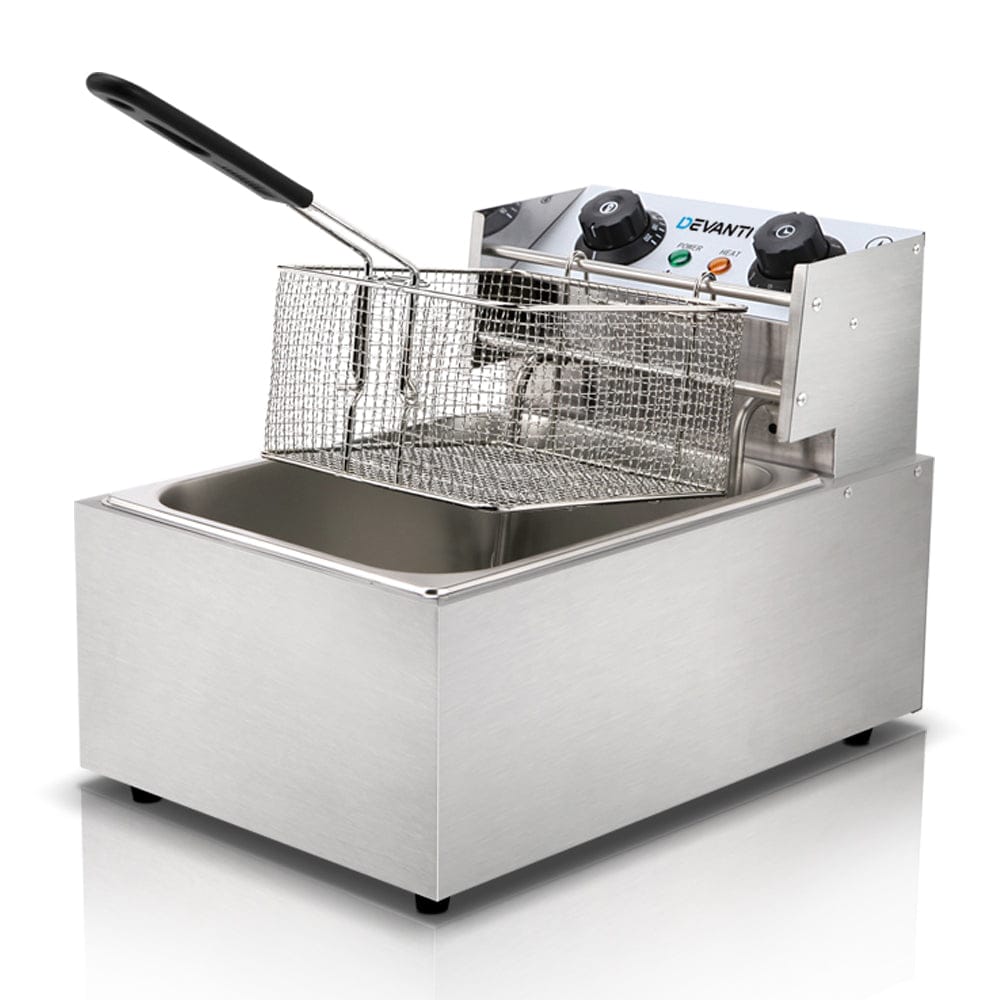 Devanti 10L Electric Commercial Deep Fryer Single Basket 2200W - SportZone.co.nz