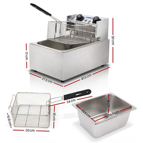 Devanti 10L Electric Commercial Deep Fryer Single Basket 2200W - SportZone.co.nz