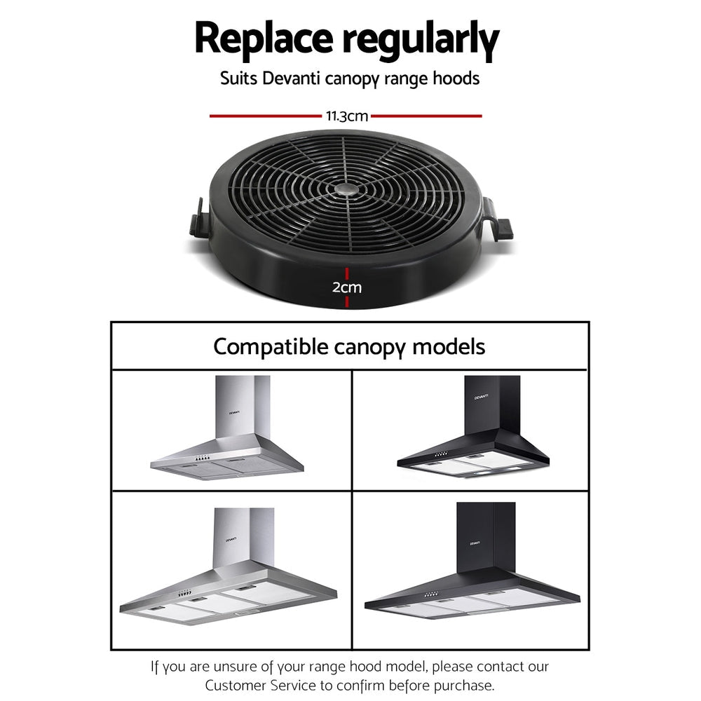 Devanti 11cm Range Hood Carbon Charcoal Filters Replacement X2 - SportZone.co.nz