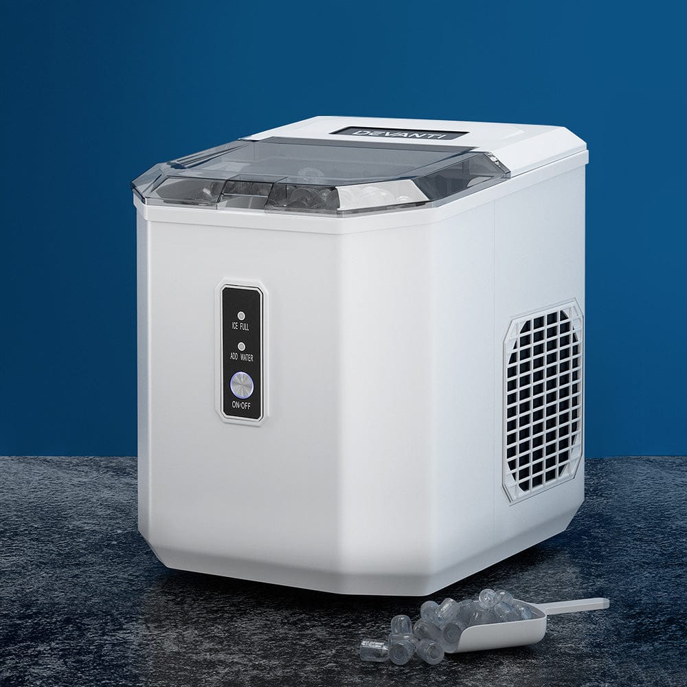 Devanti 12kg Ice Maker Machine Portable Ice Cube Tray Bar Countertop 2L Black - SportZone.co.nz