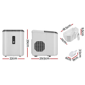 Devanti 12kg Ice Maker Machine Portable Ice Cube Tray Bar Countertop 2L Black - SportZone.co.nz