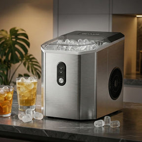 Devanti 12kg Ice Maker Machine w/Scoop Holder Silver - SportZone.co.nz