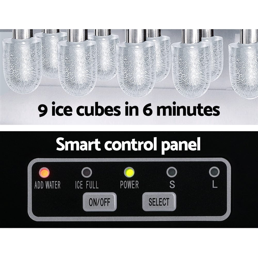 Devanti 12kg Ice Maker Machine w/Self Cleaning Silver - SportZone.co.nz