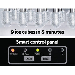 Devanti 12kg Ice Maker Machine w/Self Cleaning Silver - SportZone.co.nz
