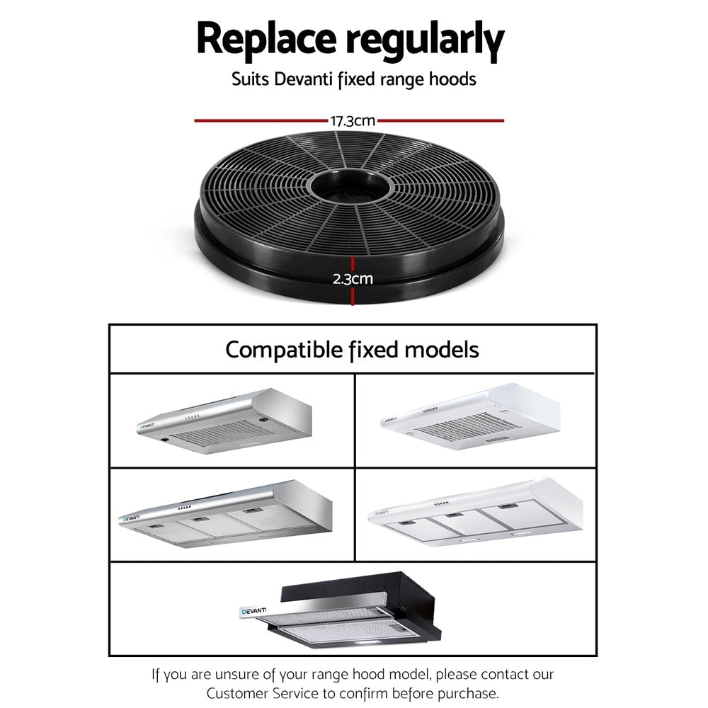 Devanti 17cm Range Hood Carbon Charcoal Filters Replacement X2 - SportZone.co.nz
