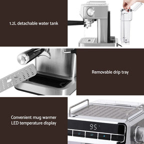 Devanti 20 Bar Coffee Machine Espresso Cafe Maker - SportZone.co.nz