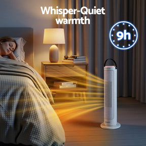 Devanti 2000W Ceramic Tower Heater Space Heaters Oscillating Indoor White - SportZone.co.nz