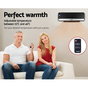Devanti 2000W Wall Mounted Panel Heater - Black - SportZone.co.nz