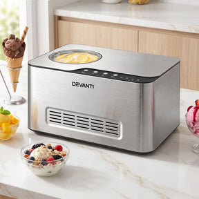 Devanti 2L 2-in-1 Ice Cream & Yogurt Maker Machine No Pre-Freezing Homemade Gelato Sorbet - SportZone.co.nz