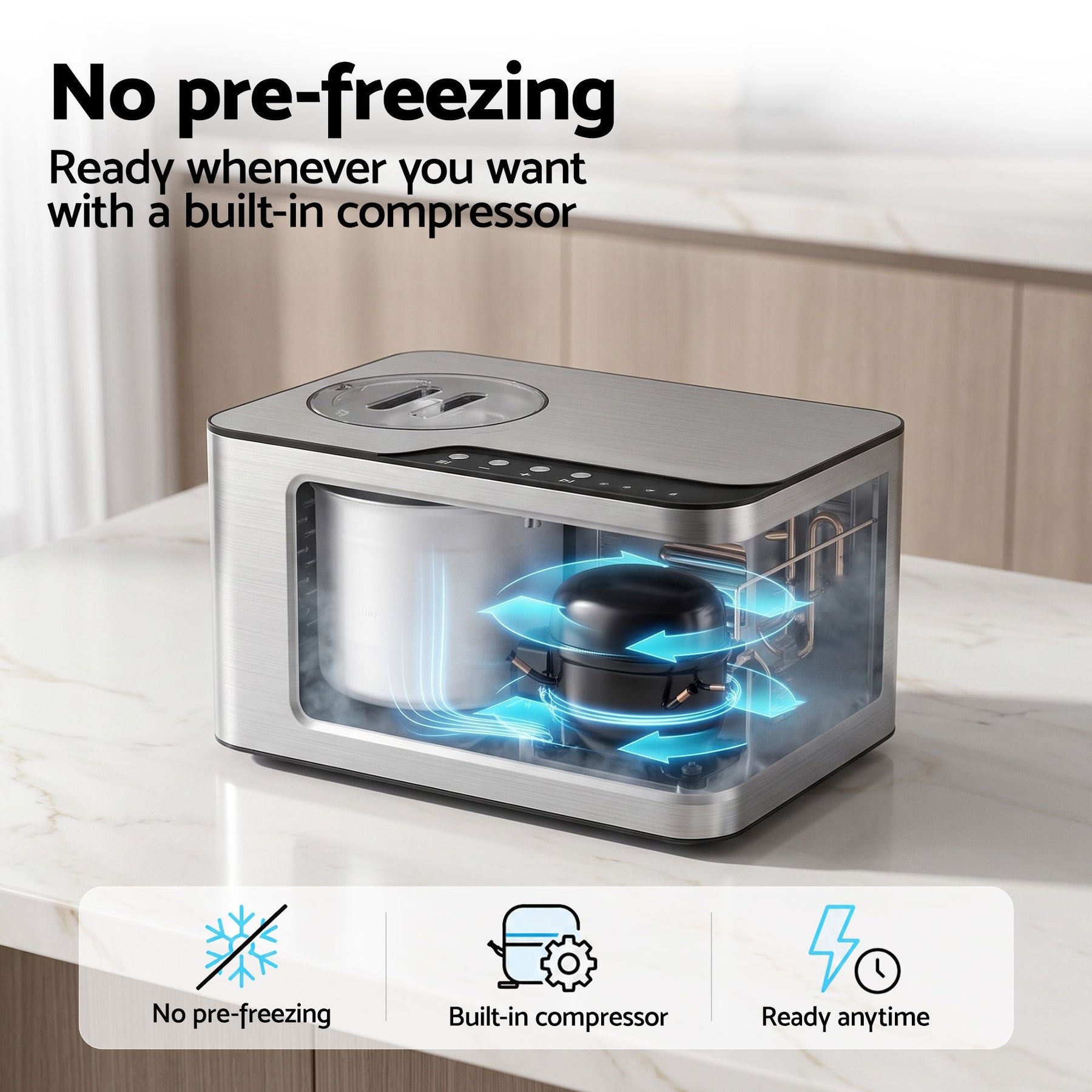 Devanti 2L 2-in-1 Ice Cream & Yogurt Maker Machine No Pre-Freezing Homemade Gelato Sorbet - SportZone.co.nz