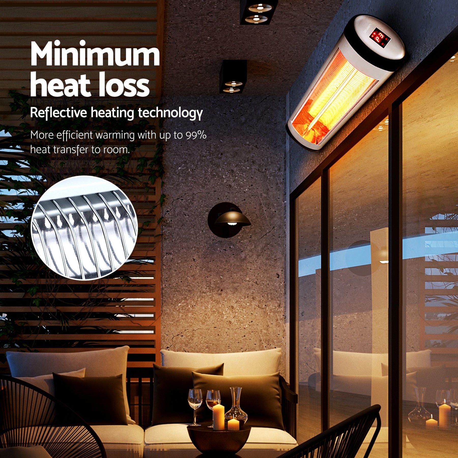 Devanti 2PCS Electric Radiant Strip Heater Indoor Outdoor Patio Remote Control 1500W - SportZone.co.nz