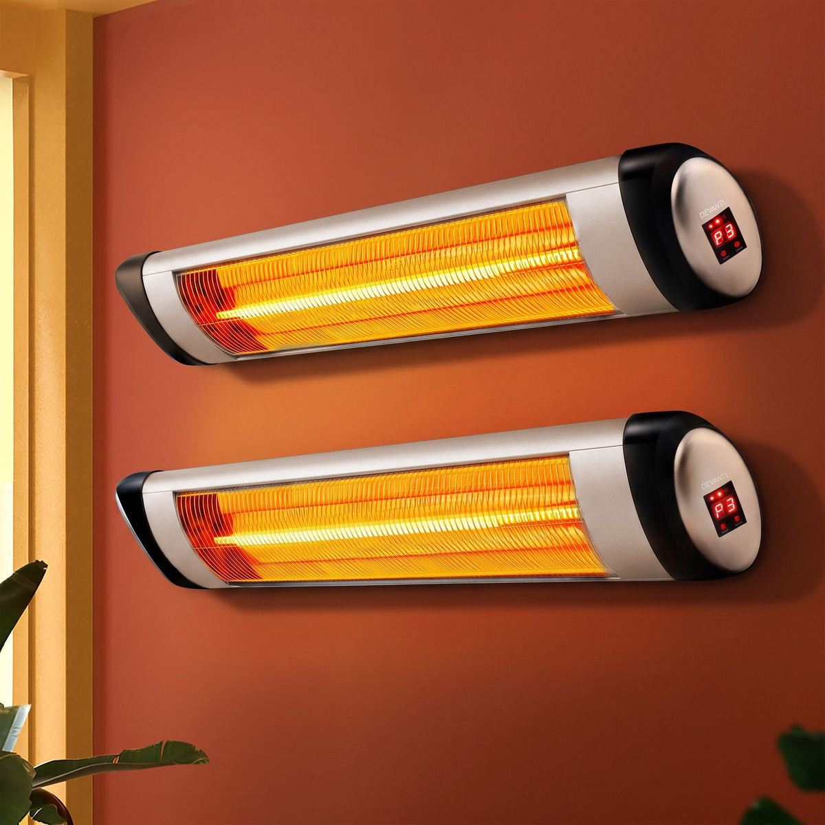 Devanti 2PCS Electric Radiant Strip Heater Outdoor Indoor Patio Infrared Heaters 2000W - SportZone.co.nz