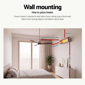 Devanti 2PCS Electric Radiant Strip Heater Outdoor Indoor Patio Infrared Heaters 2000W - SportZone.co.nz