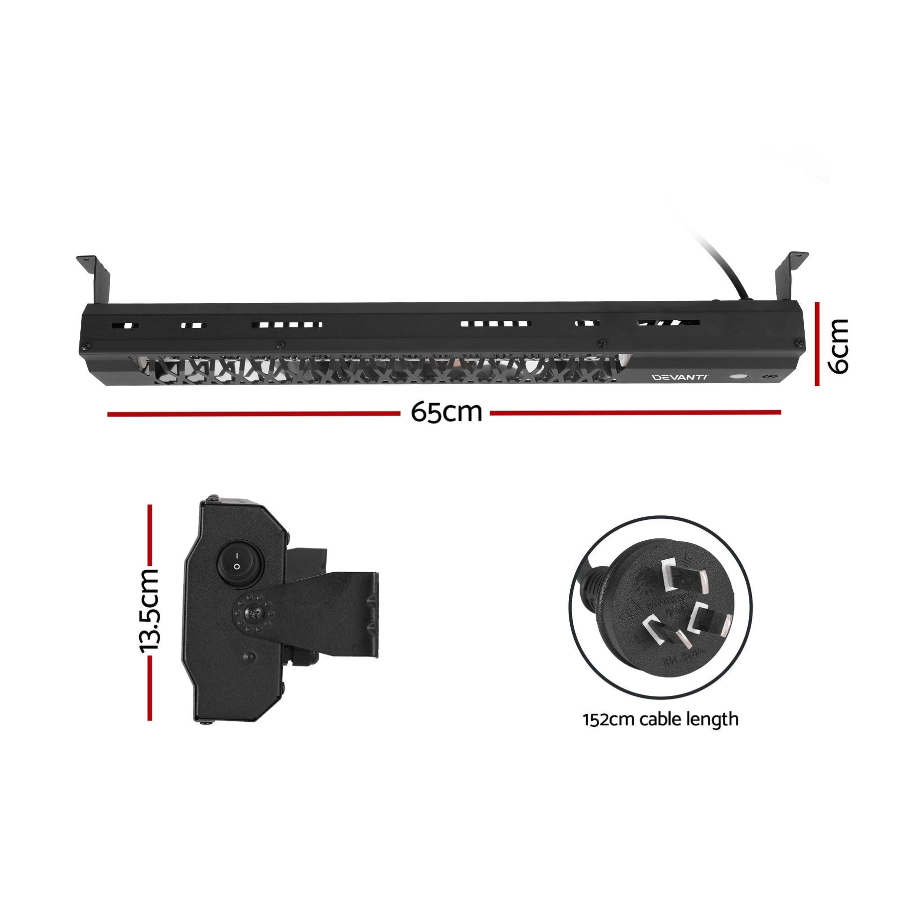 Devanti 2PCS Electric Strip Heater Radiant Infrared Heaters 2000W - SportZone.co.nz
