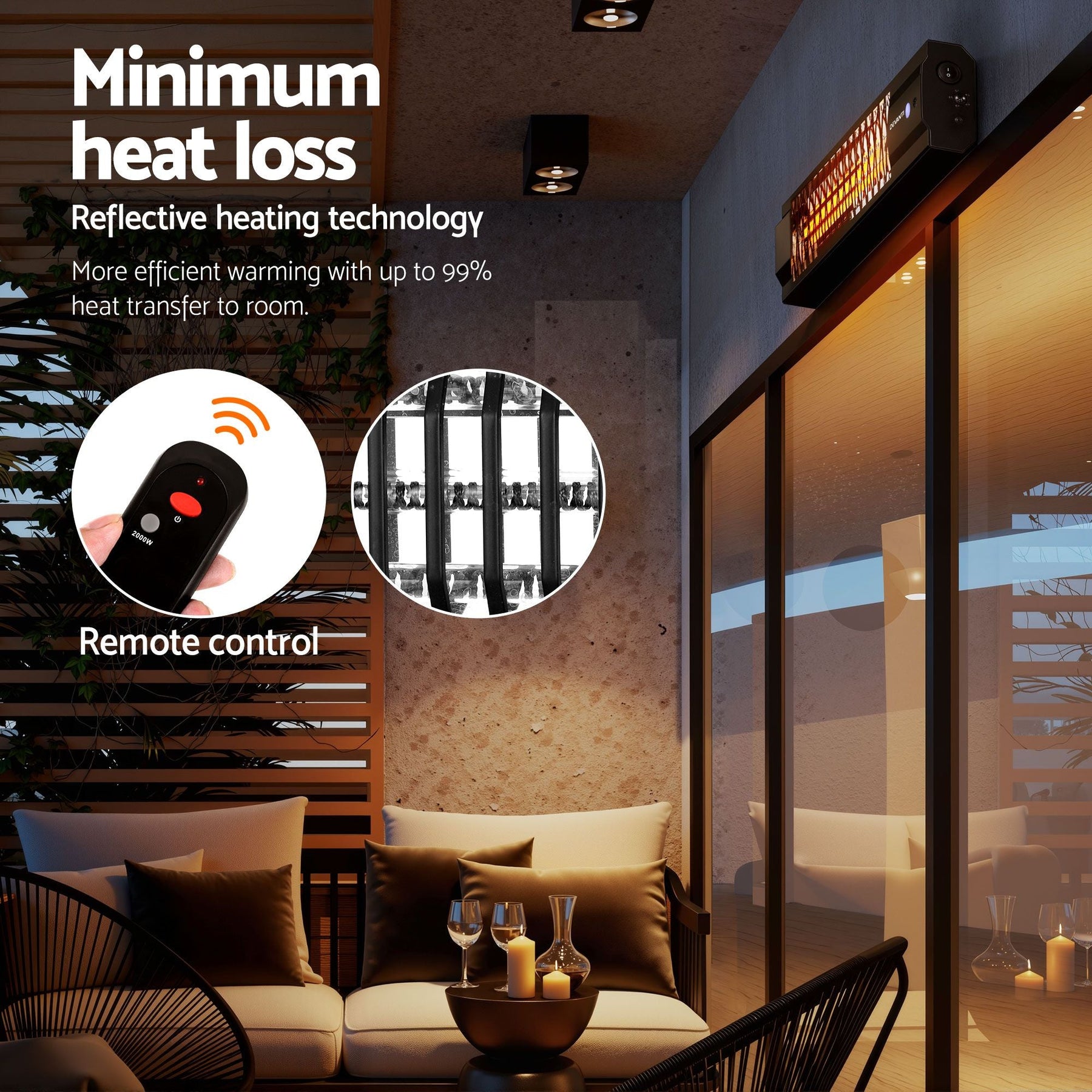 Devanti 2PCS Electric Strip Heater Radiant Infrared Heaters 2000W - SportZone.co.nz