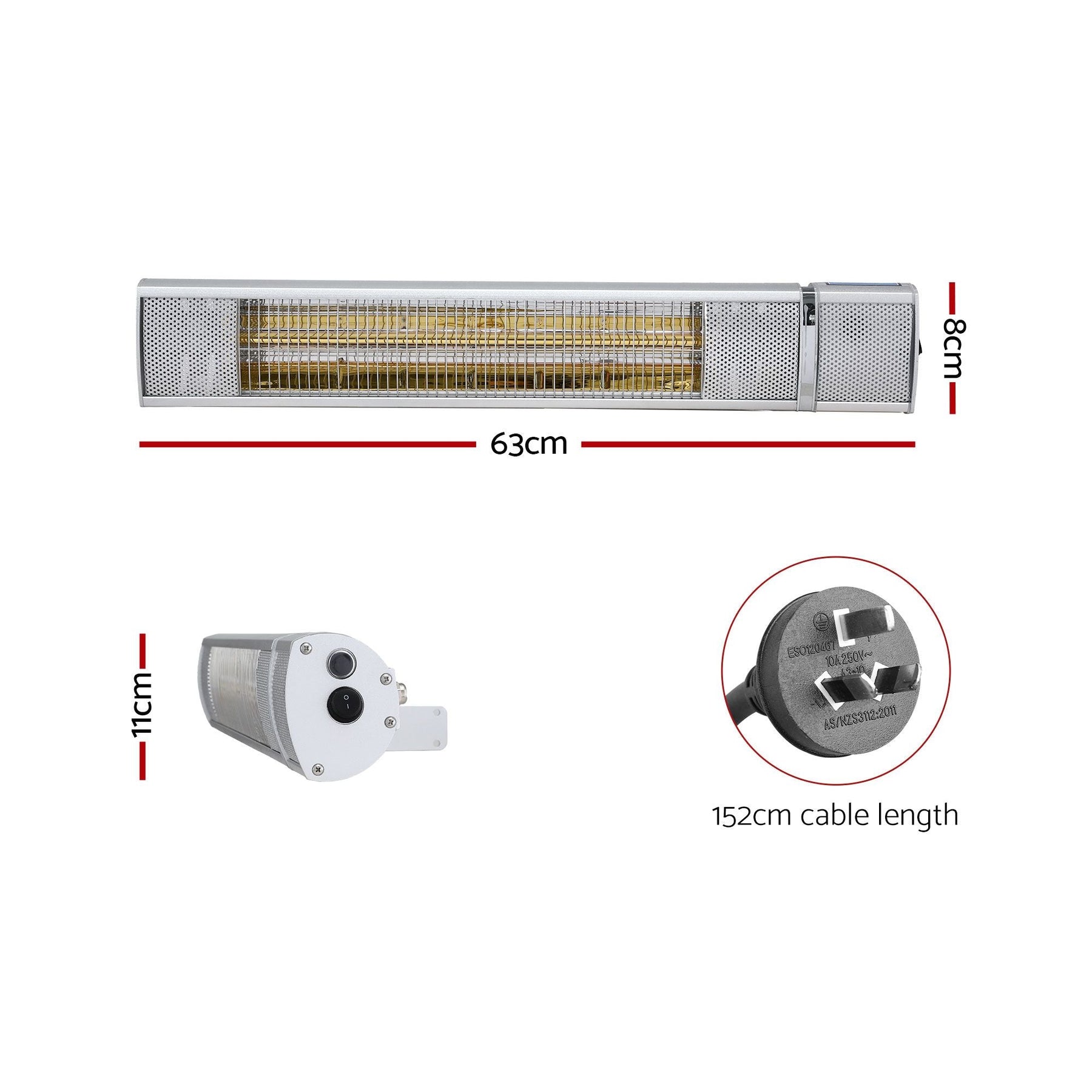 Devanti 2PCS Electric Strip Heater Radiant Infrared Heaters Remote Control 2000W - SportZone.co.nz