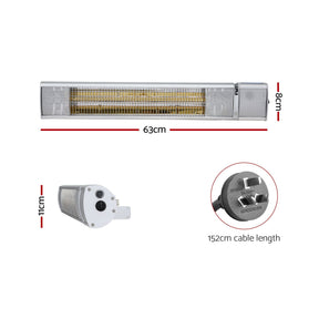 Devanti 2PCS Electric Strip Heater Radiant Infrared Heaters Remote Control 2000W - SportZone.co.nz