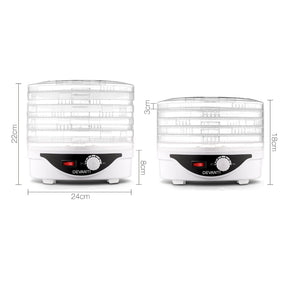 Devanti 5 Trays Food Dehydrator Fruit Dehydrators Pet Beef Jerky Dryer White - SportZone.co.nz