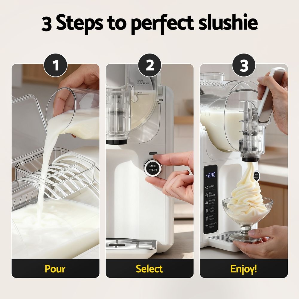 Devanti 5in1 Slushie Machine Ice Cream Maker 2L White - SportZone.co.nz