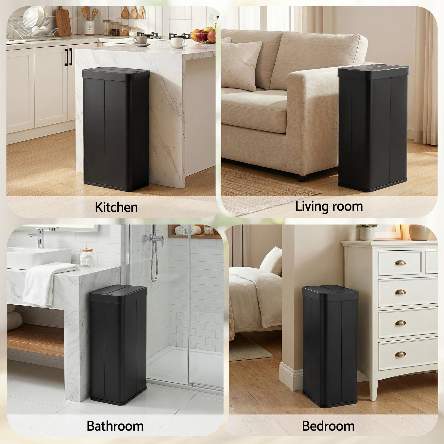 Devanti 70L Automatic Sensor Kitchen Bin – Touchless Smart Rubbish Bin - Black - SportZone.co.nz