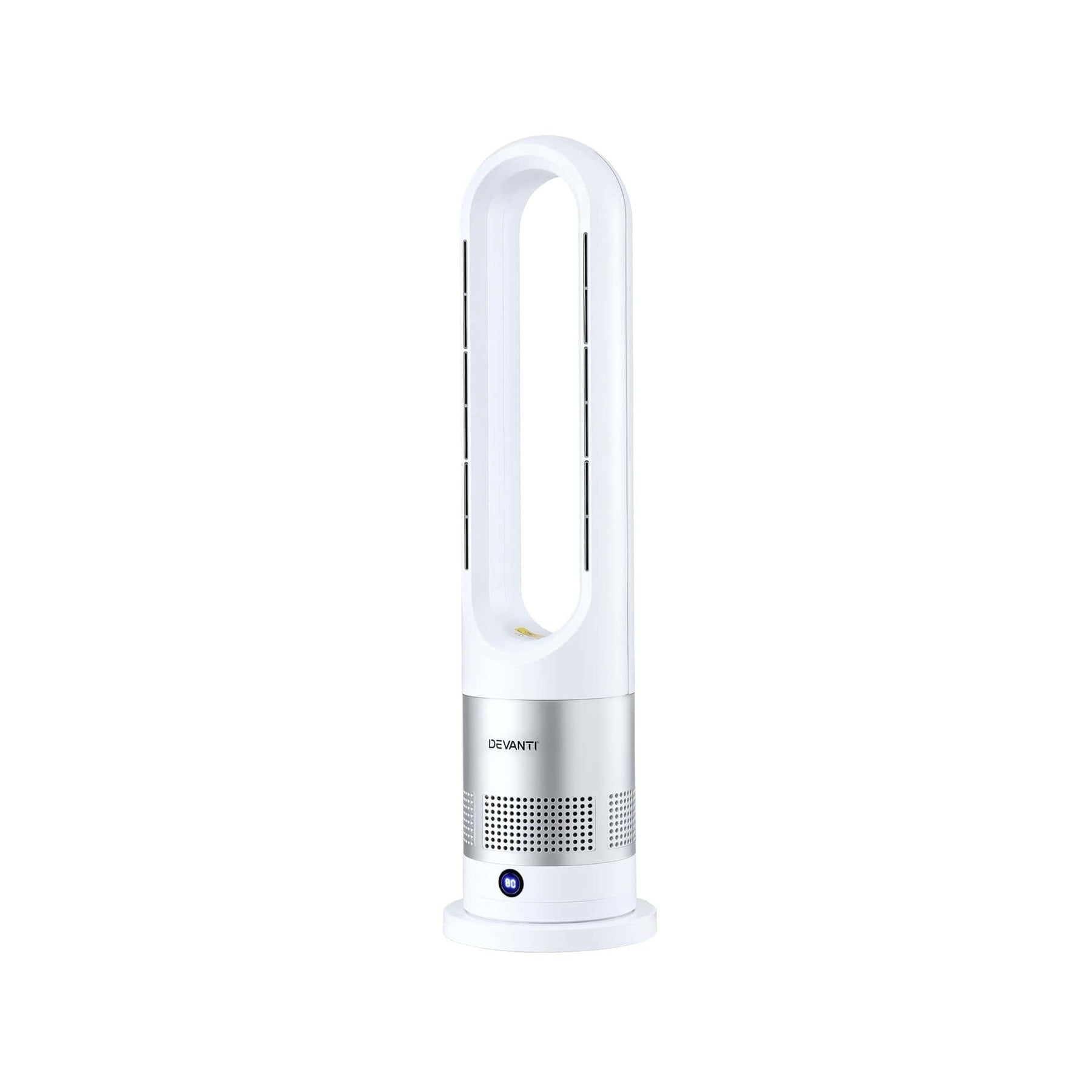 Devanti Bladeless Tower Fan Heater and Cooler 2in1 Portable Oscillation Fan for Bedroom Room Office Use White - SportZone.co.nz