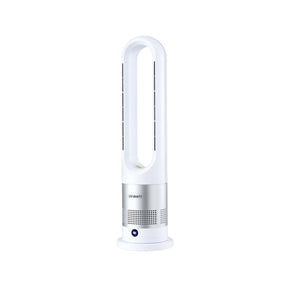 Devanti Bladeless Tower Fan Heater and Cooler 2in1 Portable Oscillation Fan for Bedroom Room Office Use White - SportZone.co.nz