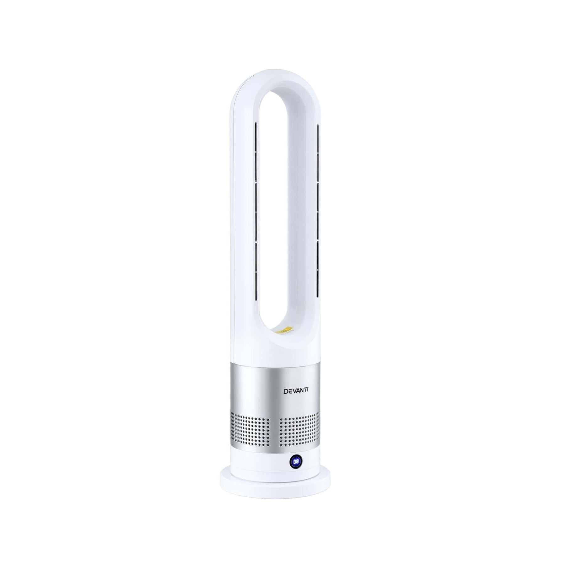 Devanti Bladeless Tower Fan Heater and Cooler 2in1 Portable Oscillation Fan for Bedroom Room Office Use White - SportZone.co.nz