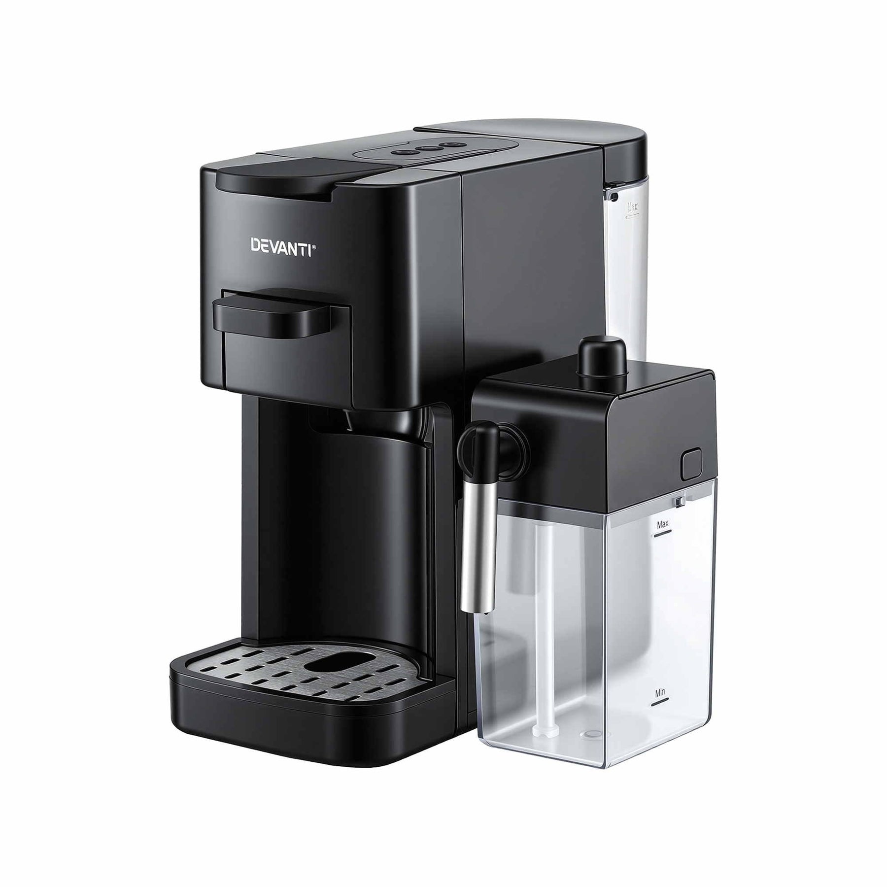 Devanti Capsule Coffee Pod Machine with Milk Frother, Black - SportZone.co.nz