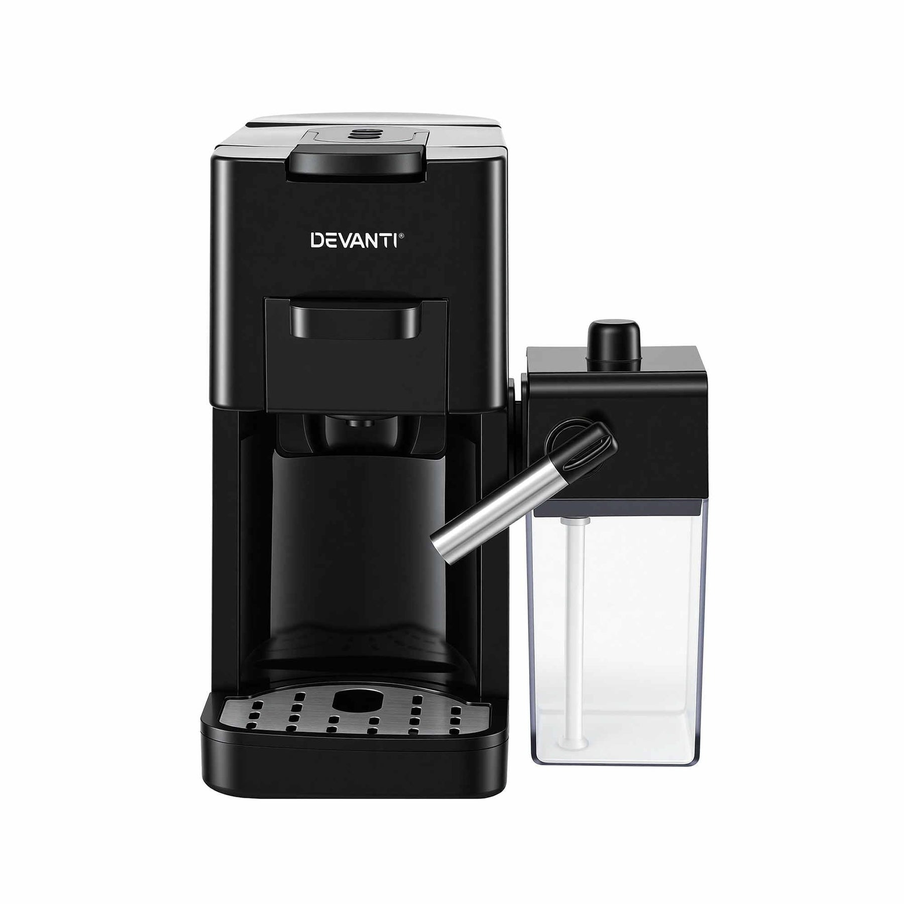 Devanti Capsule Coffee Pod Machine with Milk Frother, Black - SportZone.co.nz