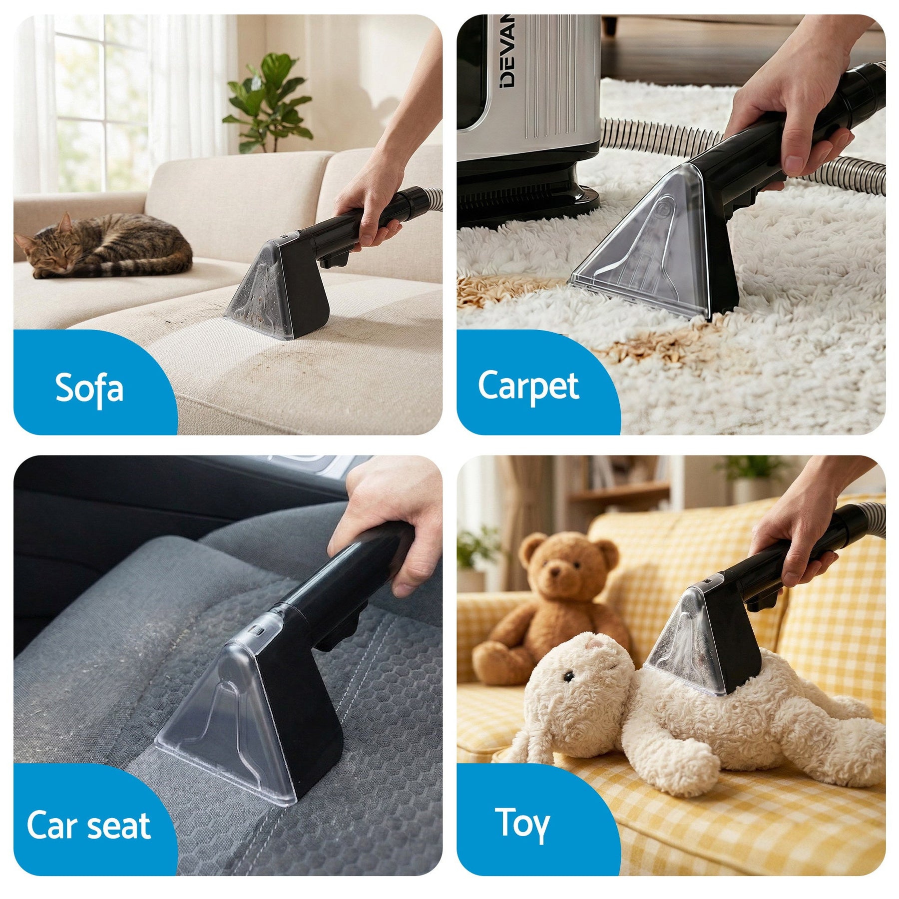 Devanti Carpet Washer Vacuum Cleaner 600W 13kpa Hose Self - Cleaning Function - SportZone.co.nz