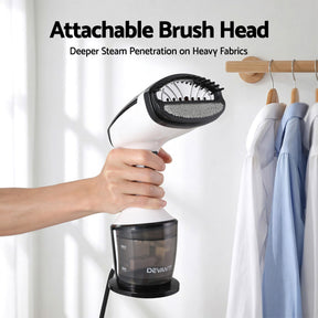 Devanti Clothes Steamer, 1500W Powerful Fast 30s Heat - Up Continuous Steam Lock 160ml Tank Fabric Brush Portable Handheld Steam Iron for Home Travel Business Trip - SportZone.co.nz
