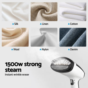 Devanti Clothes Steamer, 1500W Powerful Fast 30s Heat - Up Continuous Steam Lock 160ml Tank Fabric Brush Portable Handheld Steam Iron for Home Travel Business Trip - SportZone.co.nz