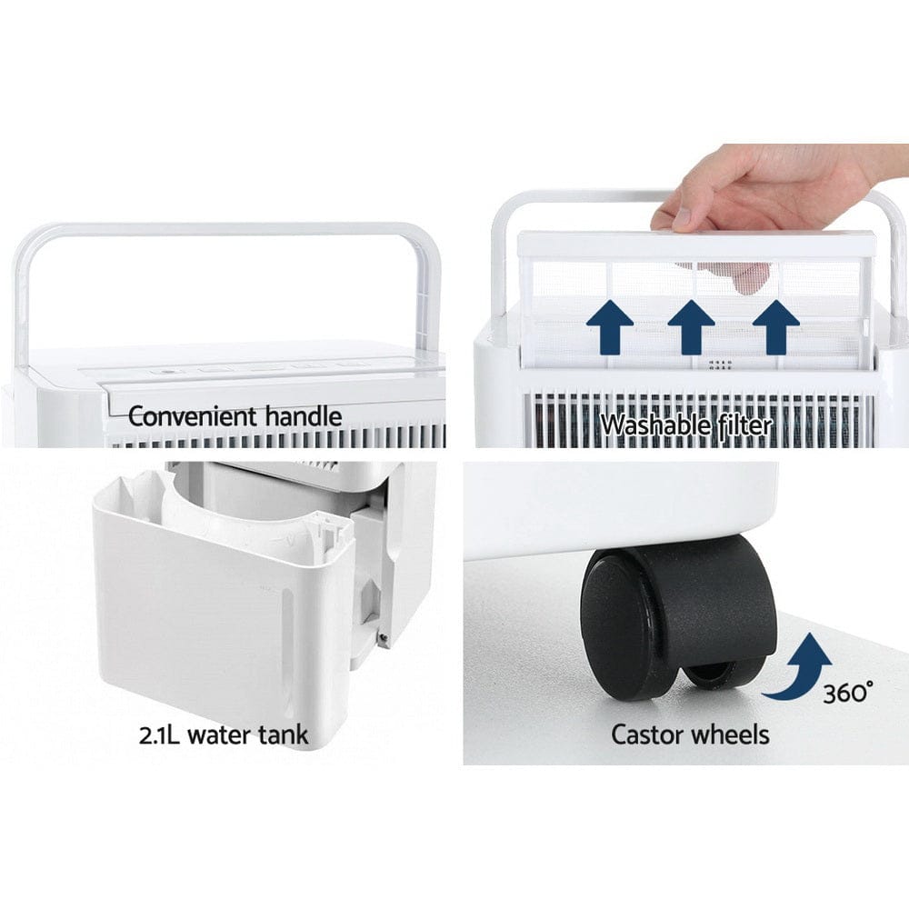 Devanti Dehumidifier 12L Air Purifier White - SportZone.co.nz