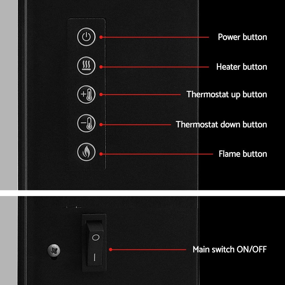 Devanti Electric Fireplace Fire Heater 2000W Black - SportZone.co.nz