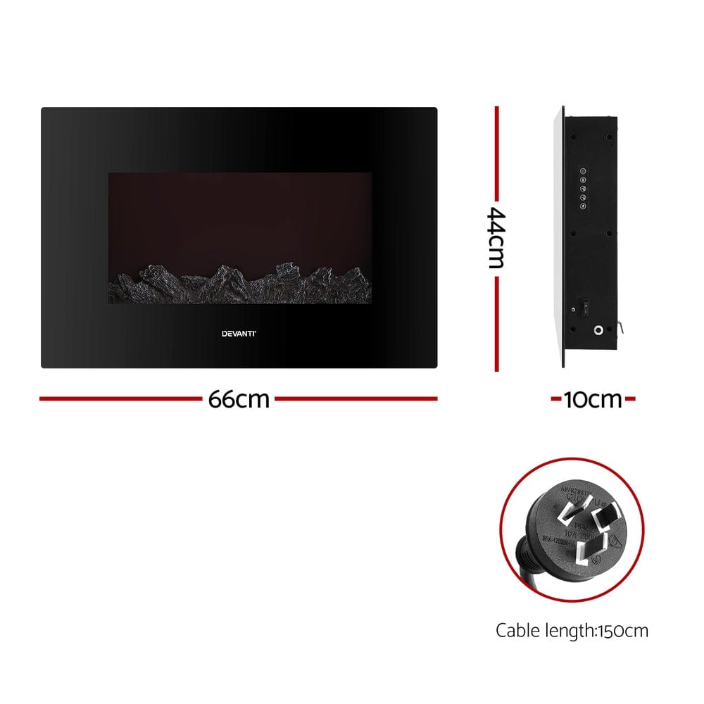 Devanti Electric Fireplace Fire Heater 2000W Black - SportZone.co.nz
