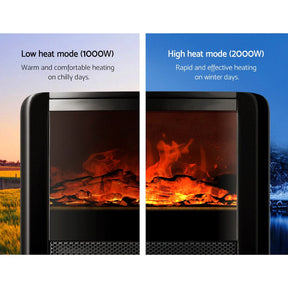 Devanti Electric Fireplace Fire Heaters 2000W - SportZone.co.nz