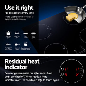 Devanti Electric Induction Cooktop 70cm Ceramic 4 Zones Stove Cook Top Hot Plate 7000W - SportZone.co.nz