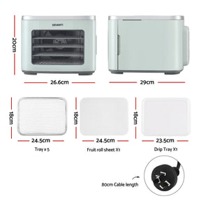 Devanti Food Dehydrator Machine 5 Tray Mini Fruit Dryer Maker Green - SportZone.co.nz