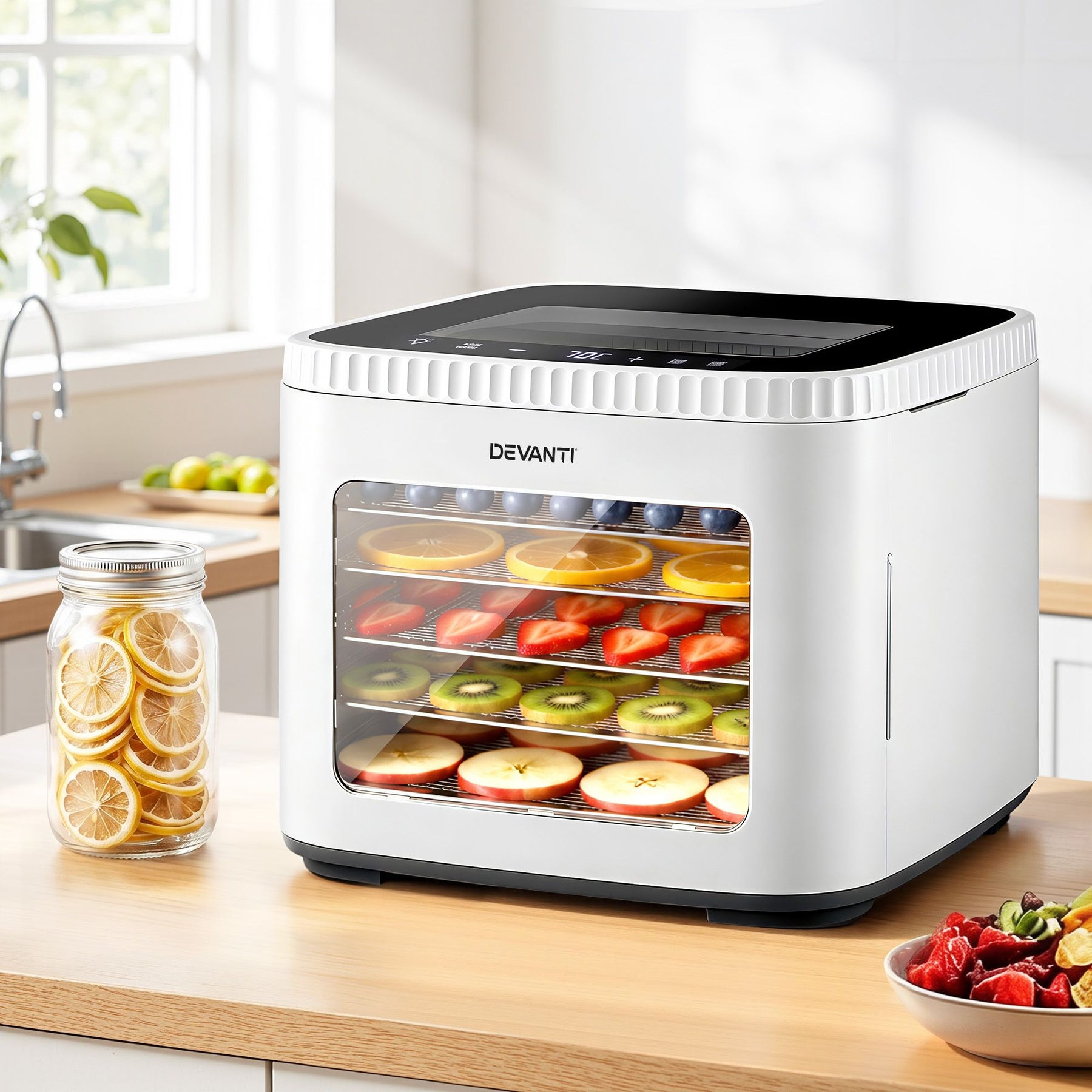 Devanti Food Dehydrator Machine 5 Tray Mini Fruit Dryer Maker White - SportZone.co.nz