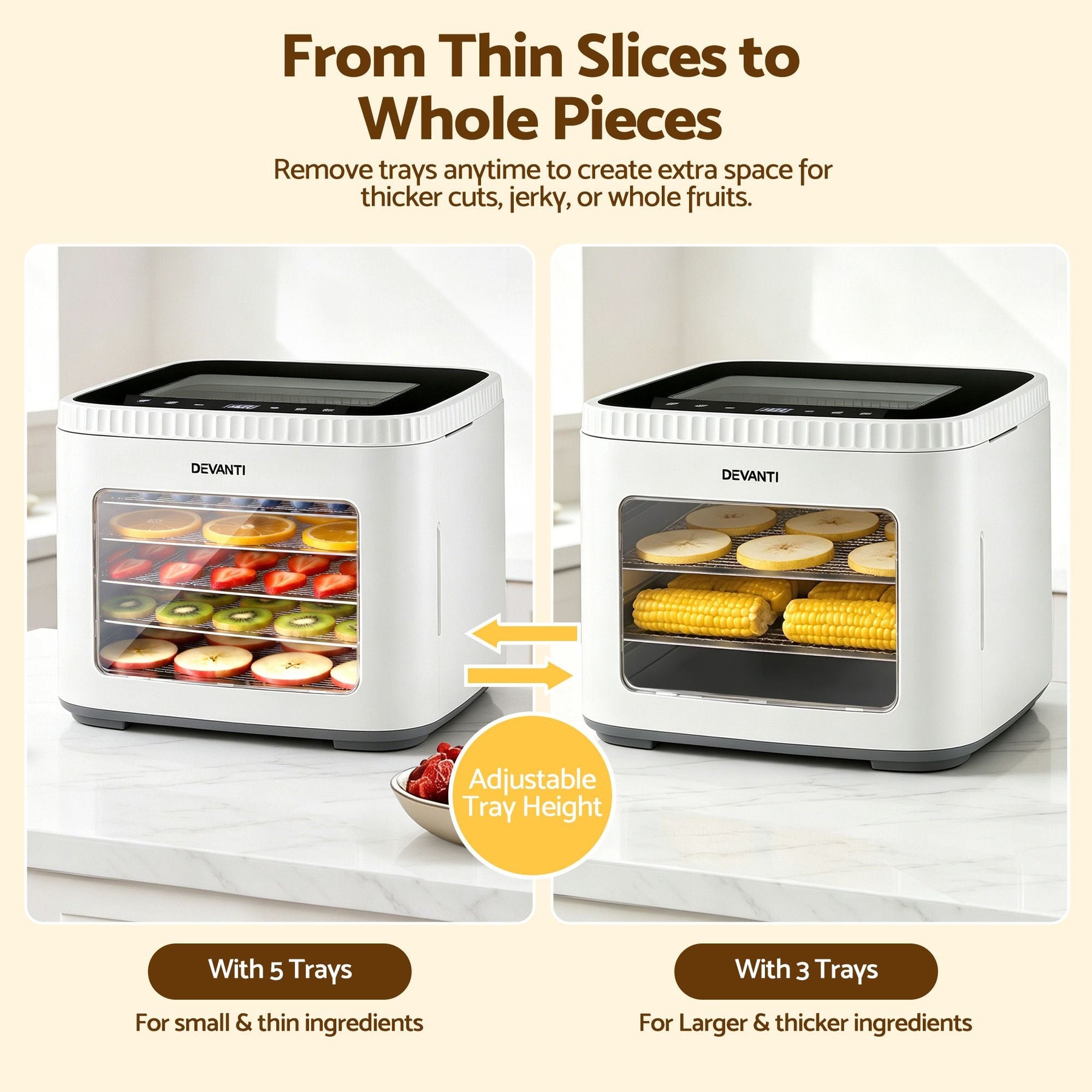 Devanti Food Dehydrator Machine 5 Tray Mini Fruit Dryer Maker White - SportZone.co.nz