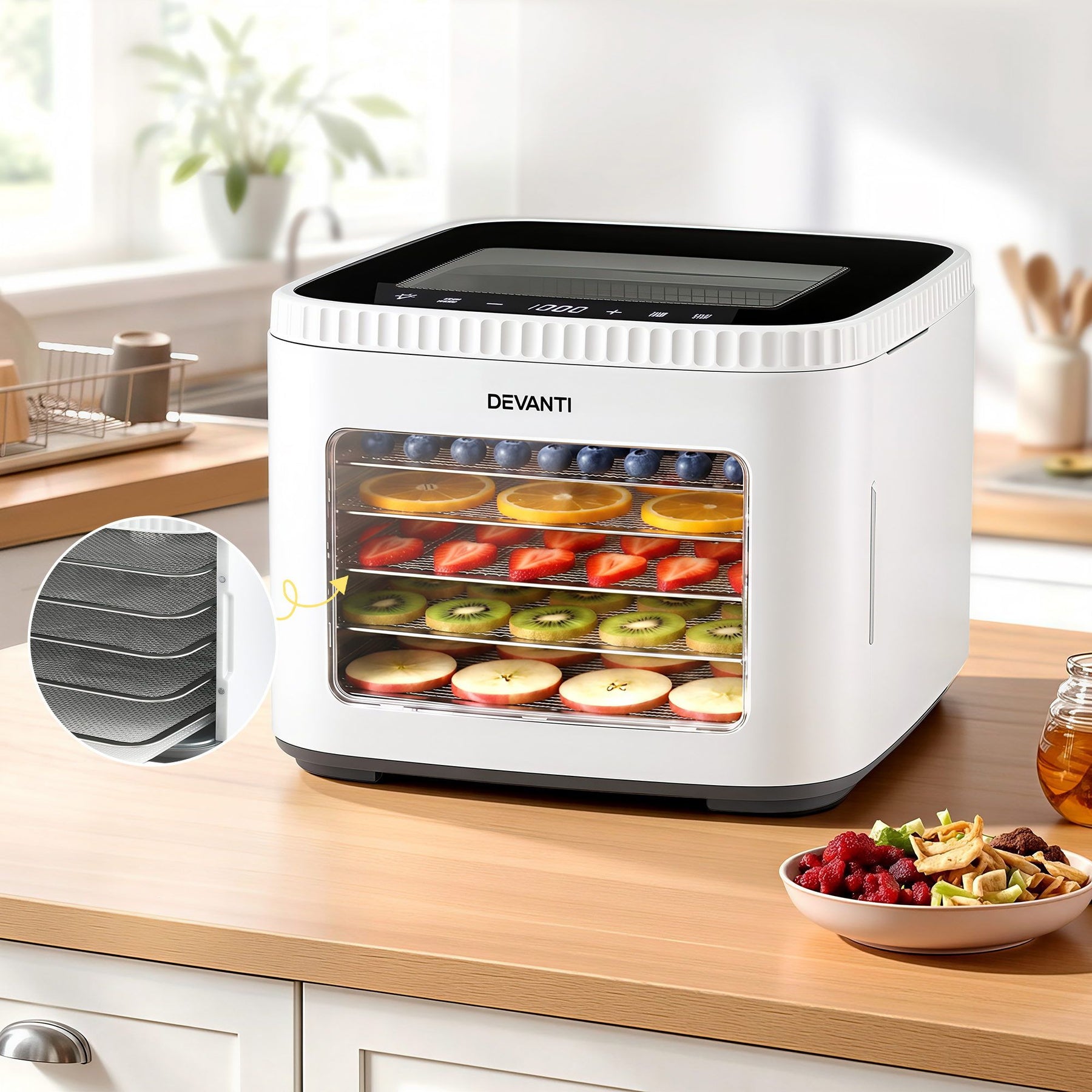 Devanti Food Dehydrator Machine 5 Tray Mini Fruit Dryer Maker White - SportZone.co.nz