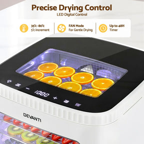 Devanti Food Dehydrator Machine 5 Tray Mini Fruit Dryer Maker White - SportZone.co.nz