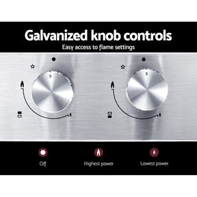 Devanti Gas Cooktop 30cm 2 Burner Silver - SportZone.co.nz