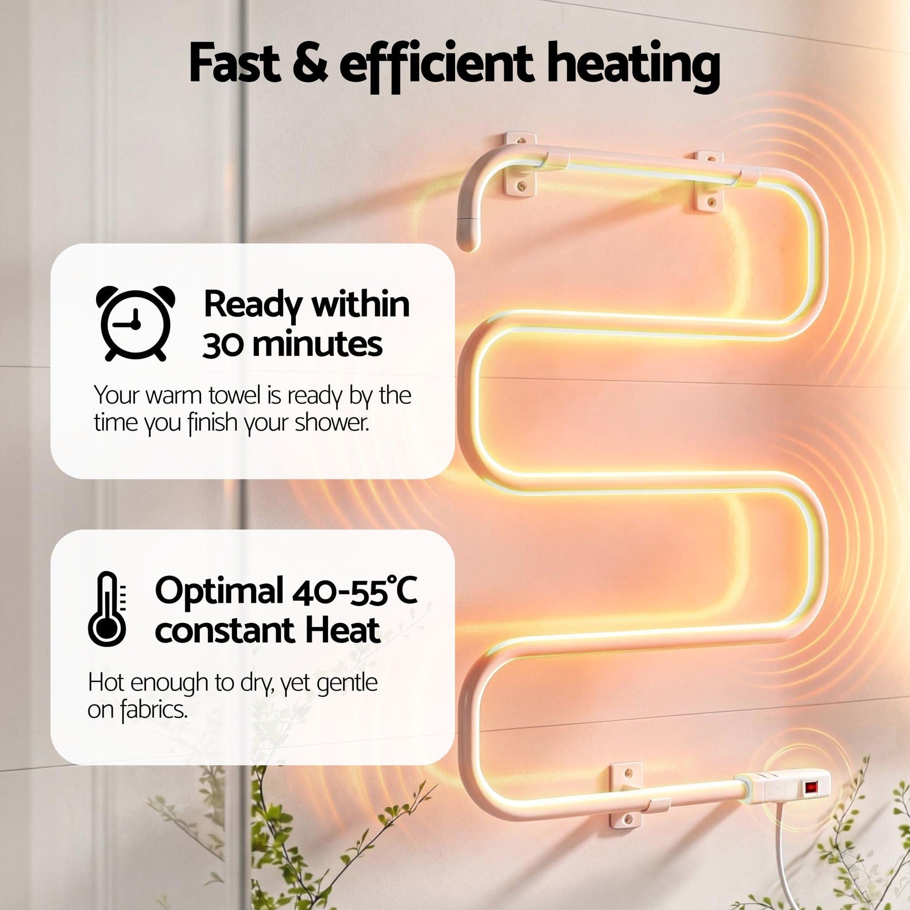 Devanti Heated Towel Rail Freestanding Wall Mounted S - Shape Electric Warmer Rack - SportZone.co.nz