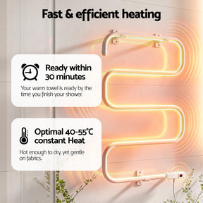Devanti Heated Towel Rail Freestanding Wall Mounted S - Shape Electric Warmer Rack - SportZone.co.nz