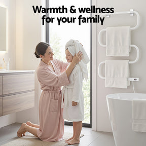 Devanti Heated Towel Rail Freestanding Wall Mounted S - Shape Electric Warmer Rack - SportZone.co.nz