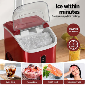Devanti Ice Maker Machine 15kg Nugget Chewable Ice Cube - SportZone.co.nz