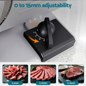 Devanti Meat Slicer Bread Vegetable, 200W Power 0 - 15mm Adjustable Easy Clean Stable Stainless Steel Blade Food Slicer for Kitchen Commercial, Silver - SportZone.co.nz