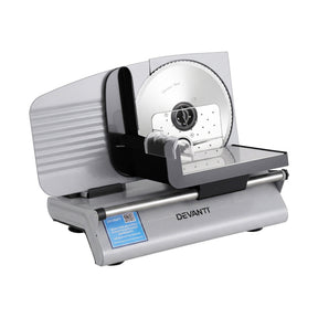 Devanti Meat Slicer Bread Vegetable, 200W Power 0 - 15mm Adjustable Easy Clean Stable Stainless Steel Blade Food Slicer for Kitchen Commercial, Silver - SportZone.co.nz