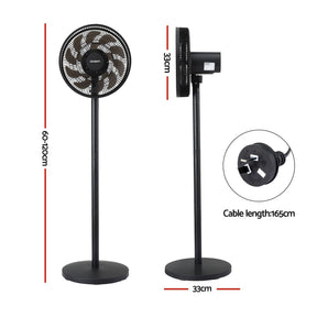 Devanti Pedestal Fan with Remote, 7 Speeds 3 Heights DC Motor, Black - SportZone.co.nz